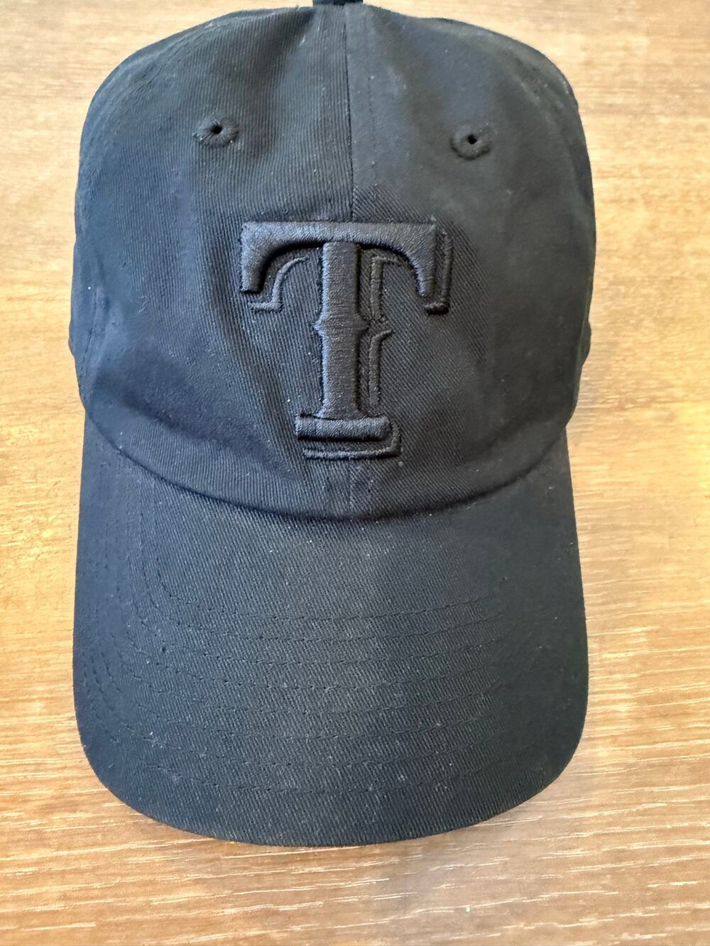 MLB Texas Rangers Baseball Solid Black on black baseball cap hat One Size